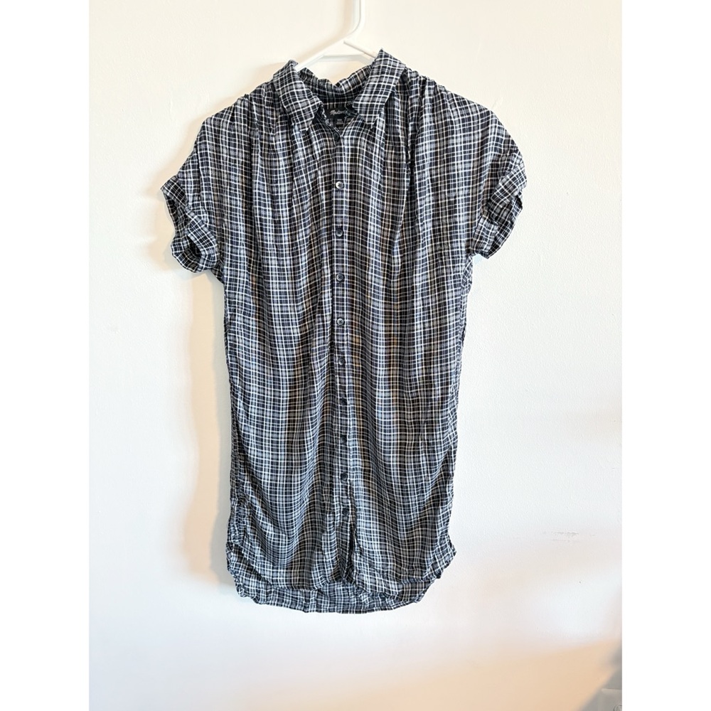 Madewell Black White Checkered Shirt Dress
